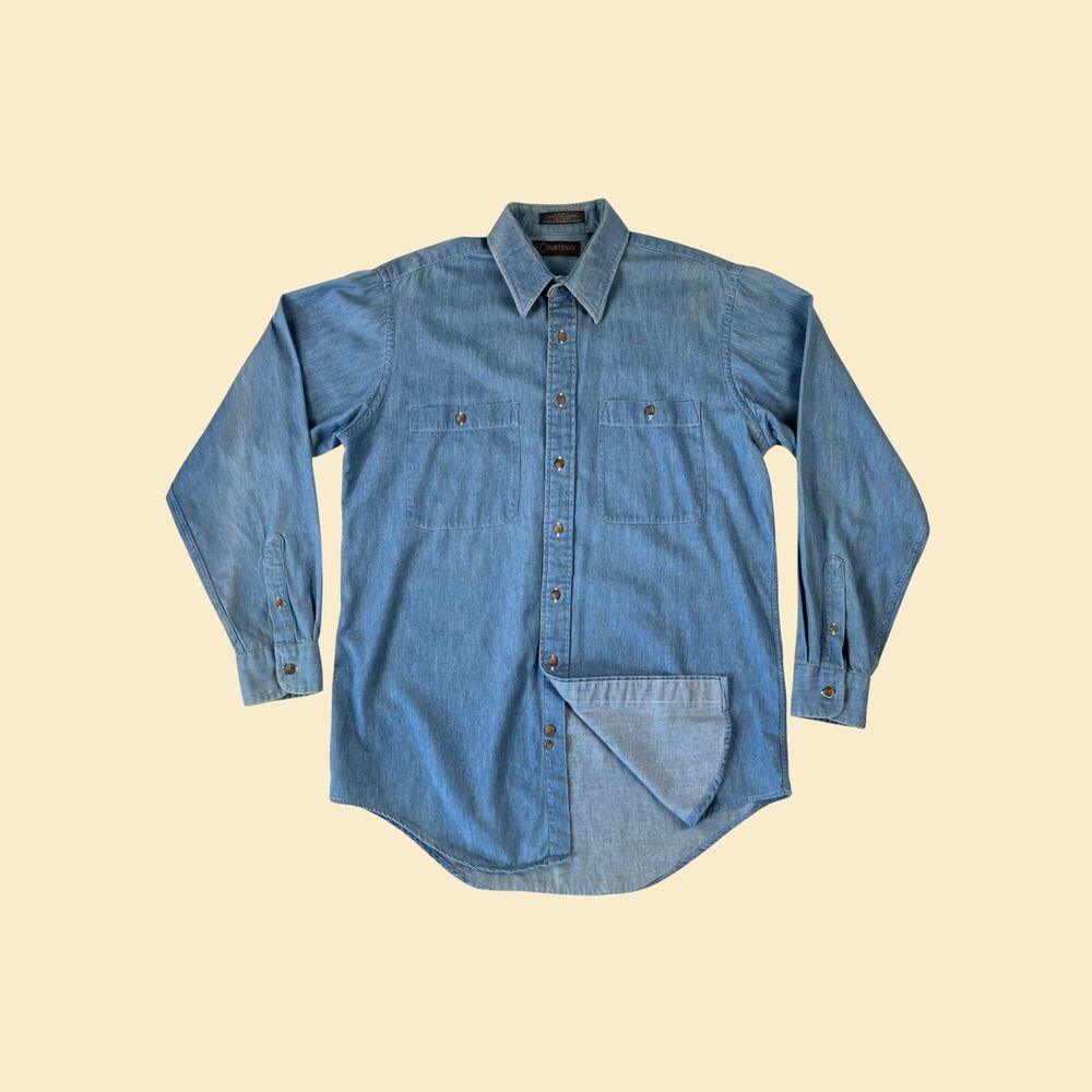 1990s chambray button down by Courtenay, vintage size 15.5/34-35 button down